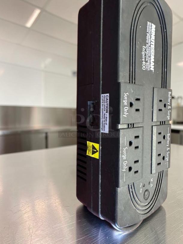 Minuteman EnSpire 400 UPS battery backup, 6 outlets, surge protection, model UPS-S-MINUTE-0689, high-quality condition.