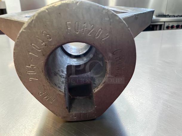 Commercial Aluminum Flat Beater Paddle, superior condition, 17", markings "205-1043" and "CHINA", heavy-duty mixer tool.