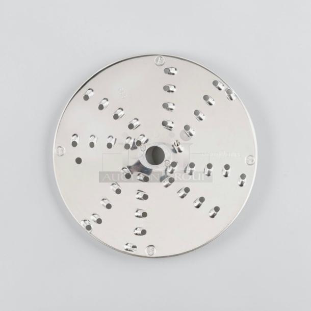 Brand new Robot Coupe 28163 RG5 grating disc. Stainless steel, commercial food processor attachment.