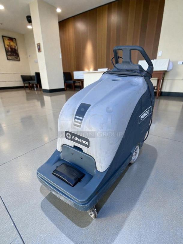 Nilfisk Advance BU800 floor burnisher, 20-inch, superior condition, fully operational, industrial use, visible Advance logo.