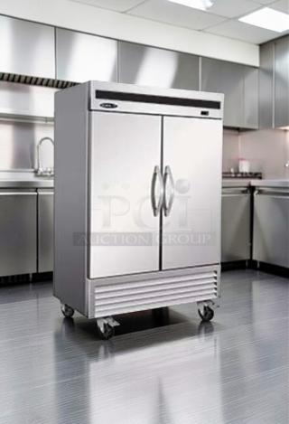 Brand new Ikon IB54R commercial double door reach-in refrigerator, 54 in, 27 Cu. Ft., R290, ETL & NSF listed.