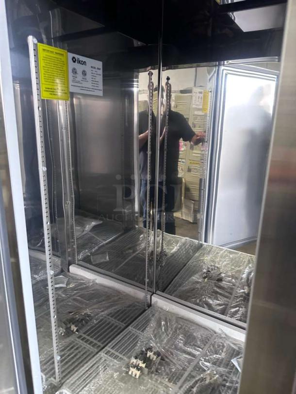 Brand new Ikon IB54F commercial double door freezer, 54-inch, R290 refrigerant, ETL & NSF listed, pristine condition.