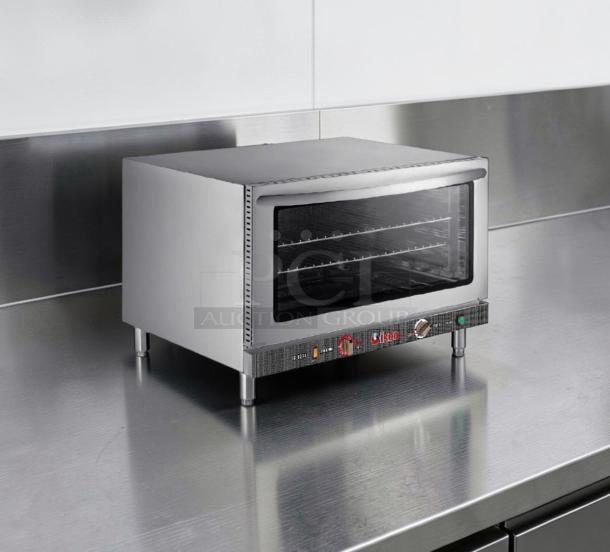 Brand new Ikon IC-824S commercial countertop convection oven, stainless steel, ETL & NSF listed, 208/240V, 4600W.
