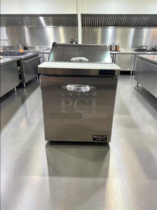 Kool-It KST-27-1 commercial sandwich prep table refrigerator, 27 inches, stainless steel, brand new, ETL & NSF listed.