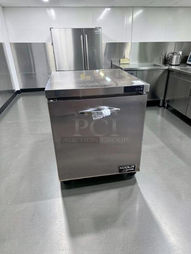 Brand new Kool-It KUCR-27-1 commercial undercounter refrigerator, stainless steel, ETL & NSF listed, 27.5", R290 refrigerant.