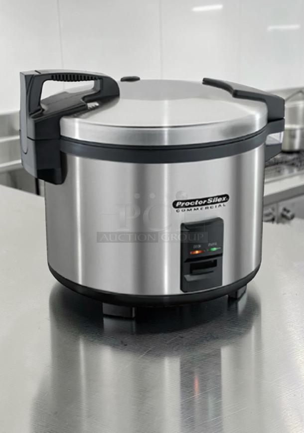Proctor Silex 37560R commercial rice cooker, stainless steel, 60-cup capacity, ETL & NSF listed, excellent condition.