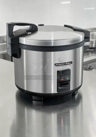 Proctor Silex 37560R commercial rice cooker, stainless steel, 60-cup capacity, ETL & NSF listed, excellent condition.