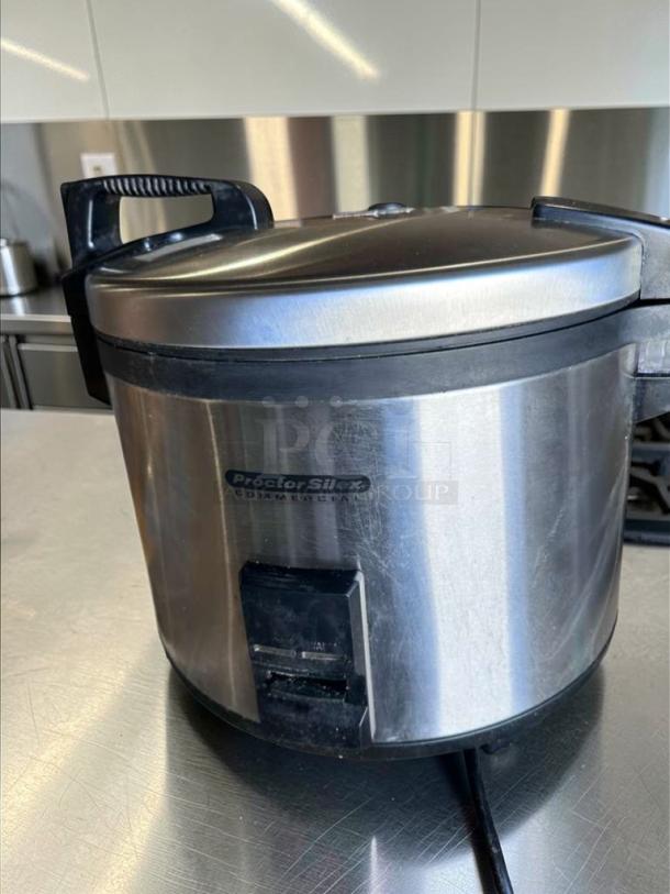 Proctor Silex 37560R, commercial 60-cup electric rice cooker, stainless steel, excellent condition, ETL & NSF listed.