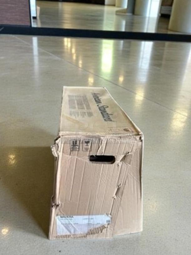 Brand new porcelain pedestal bathroom sink in original box. White ceramic, model PED-S-SINK-0733, for commercial/residential use.