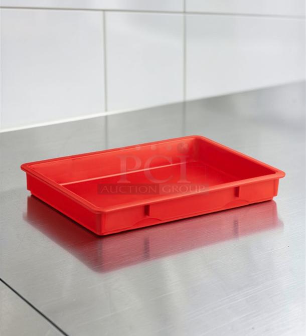 Red polypropylene dough proofing box by Baker's Lane, model 18x26, elite condition, stackable, commercial bakery use.