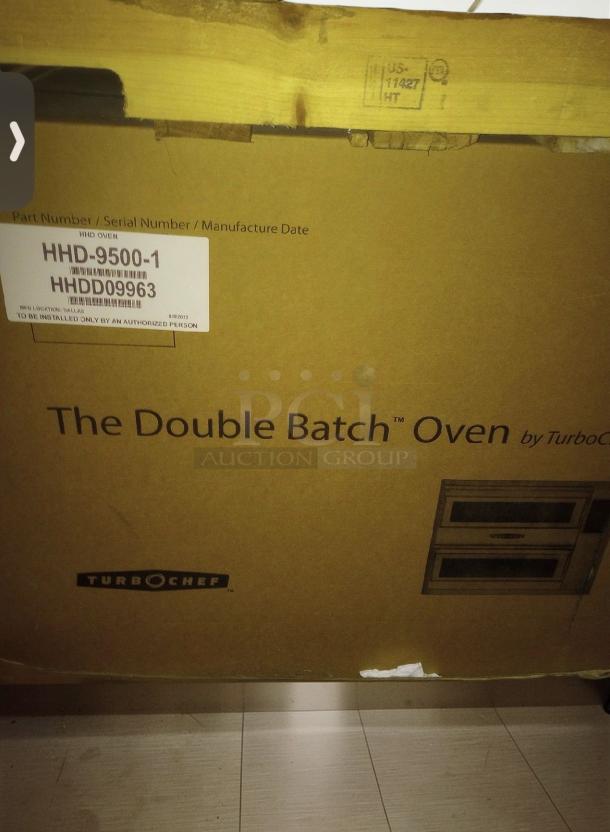 TurboChef HHD-9500-1 Double Batch Oven in packaging. UL listed, fully tested, commercial countertop rapid cook oven, 208V.