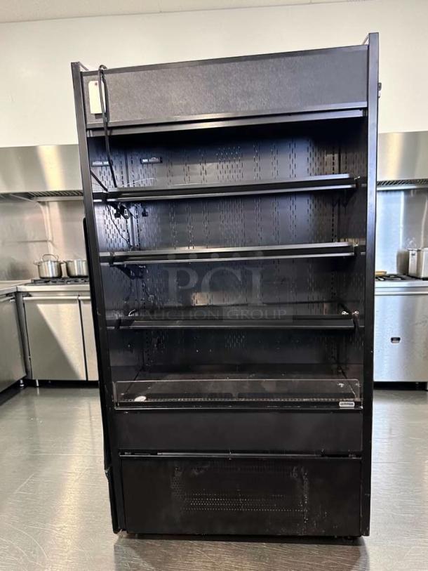 Immaculate Structural Concepts B42 refrigerated display case, 42-inch, open merchandiser, black finish, fully operational.