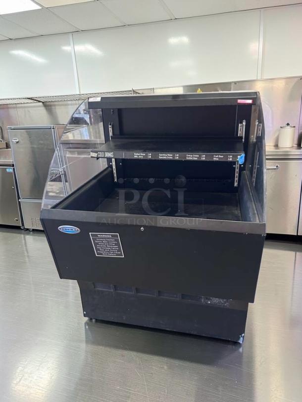 Elite Condition Federal Industries ELPRSS-4 black refrigerated merchandiser, 35-inch, low profile, grab-and-go display.