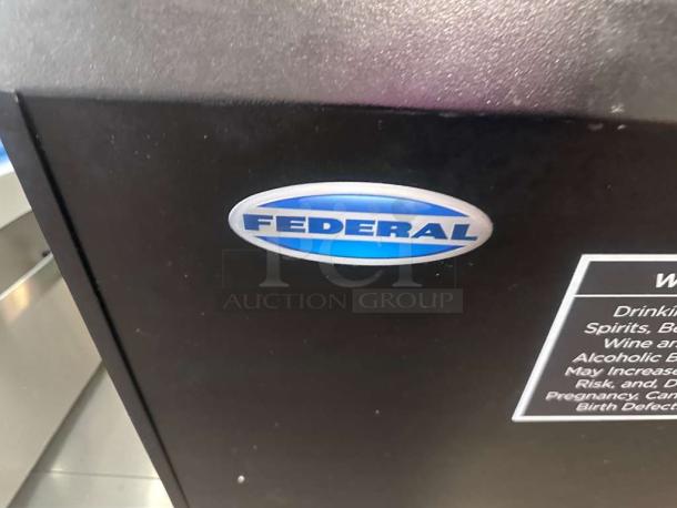 Federal Industries ELPRSS-4 air curtain merchandiser, black, label visible, elite condition, fully operational.