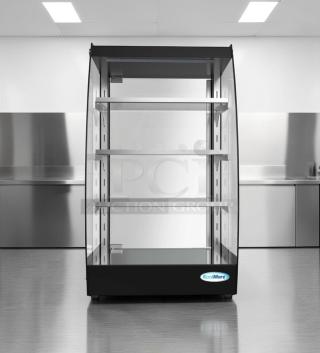 Flawless KoolMore DC-3CB glass bakery display case, 2.7 cu. ft., three adjustable shelves, commercial use. Model: KLM-S-DSP-0752.