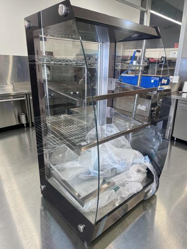 Flawless KoolMore DC-3CB glass bakery display case, 2.7 cu. ft., 3 adjustable shelves, commercial grade, fully operational.