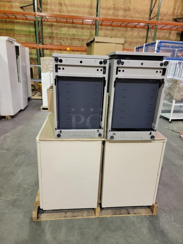 HON 500 Series office bundle featuring 2 lateral file cabinets and 4 mobile pedestals, durable steel, keyed security.