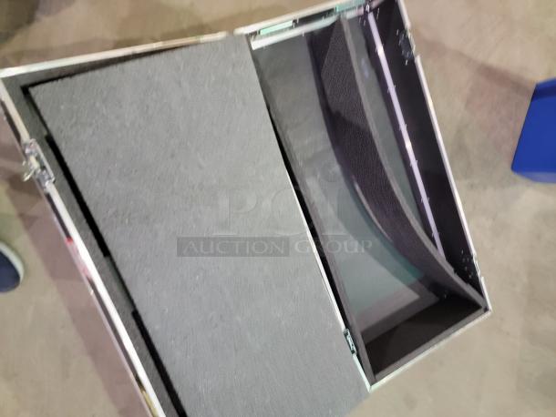 Penn-Elcom 4' heavy-duty road case with black laminate exterior, aluminum edge, steel ball corners, and foam interior.