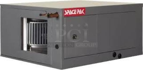 SpacePak high-velocity HVAC unit, new in box. Features small duct technology, quiet operation, humidity control.