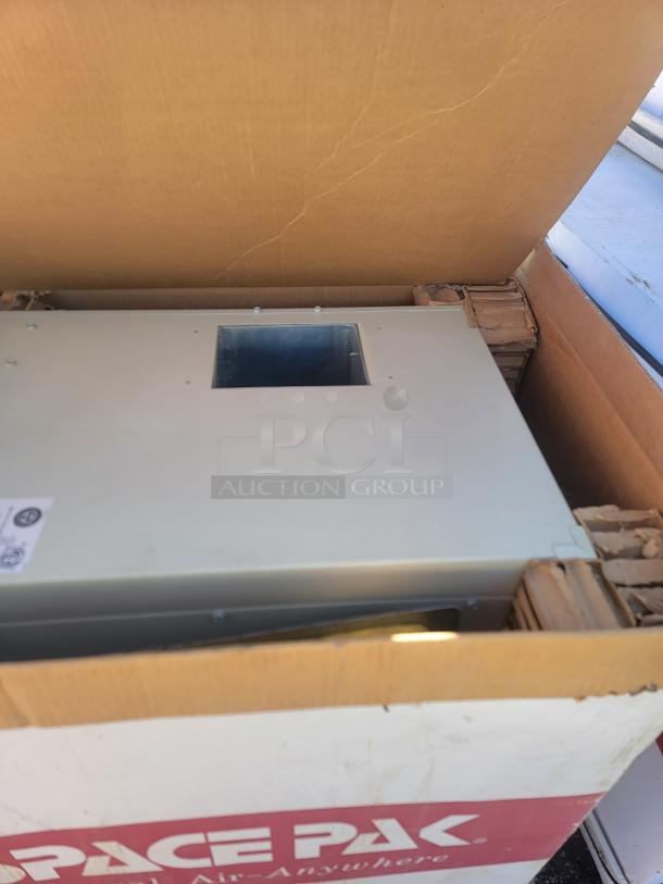SpacePak high-velocity HVAC unit in original box, featuring superior cooling technology, new condition.