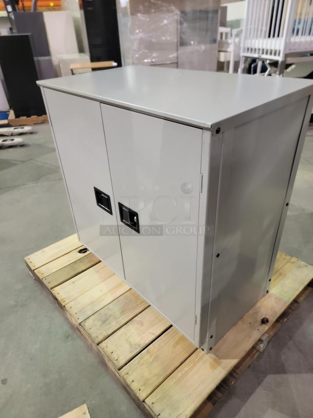 Cooper-Atkins Temp-Trak MTM500 steel sorter cabinet, dual doors, recessed paddles, powder-coated finish, 12 cubbies for storage.