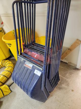 Lot of 9 Garant EPSS24U ergonomic poly snow pushers with 24-inch scoops and U-handles, ideal for heavy-duty use.