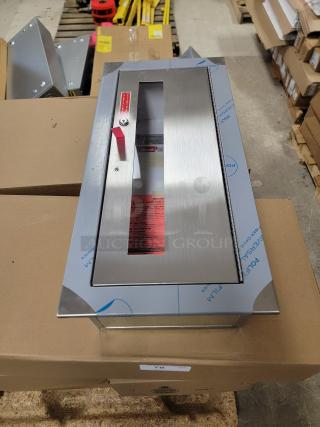 *NEW* 10 Larsen's Flame-Shield fire-rated extinguisher cabinets, model WHI-595802, in original packaging.