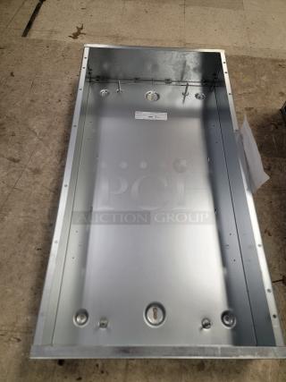 Square D electrical panelboard enclosure, new, metal finish, for NQ/NF panelboards, with factory label and fastening holes.