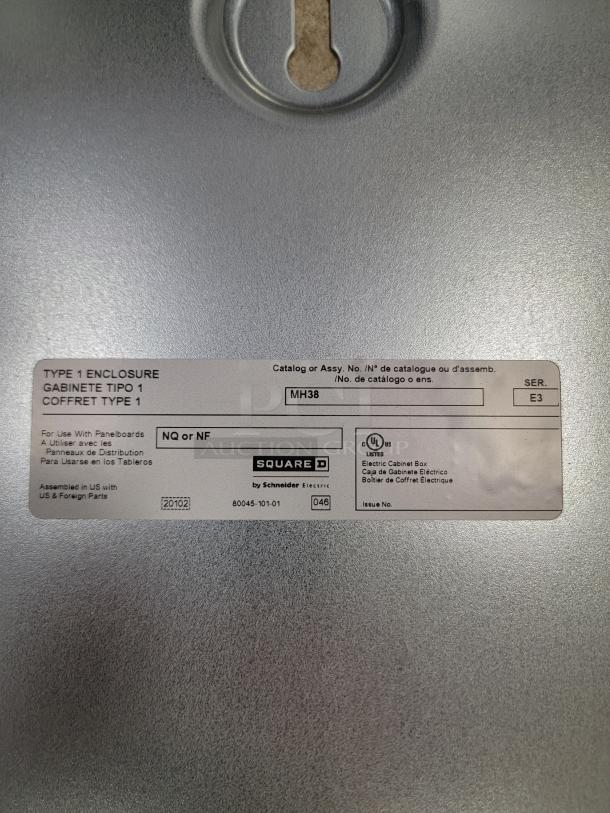 Square D electrical panelboard enclosure, model MH38, for NQ or NF panelboards. New condition, UL listed.