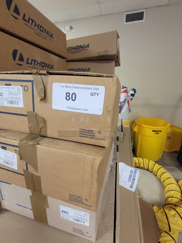 Lot of 14 new Lithonia Lighting ZLR L24 SYM WH reflector kits in original boxes. Includes mounting hardware. Pristine condition.