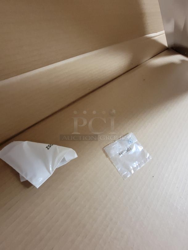 Alt text: Lot of 6 Lithonia Lighting pendant reflectors, model ZLR L48, high-reflectance white, includes installation guides and screws.