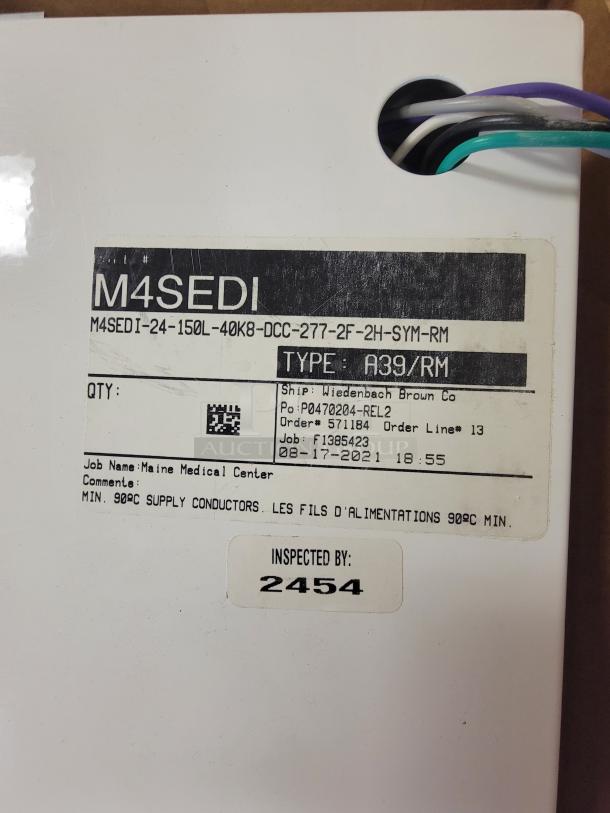 *NEW* Modular International M4SEDI recessed light fixture label with wiring visible, for auction.