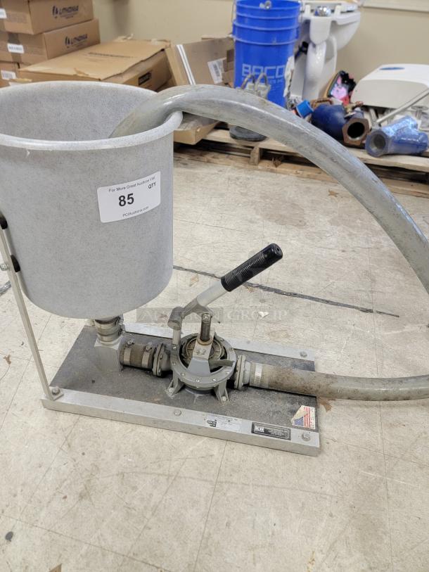 Kenrich Grout Pup GP-2 hand pump, manual diaphragm design, 5-gallon hopper, durable, USA-made, with mounting base.