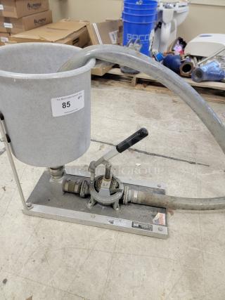 Kenrich Grout Pup GP-2 hand pump, manual diaphragm design, 5-gallon hopper, durable, USA-made, with mounting base.