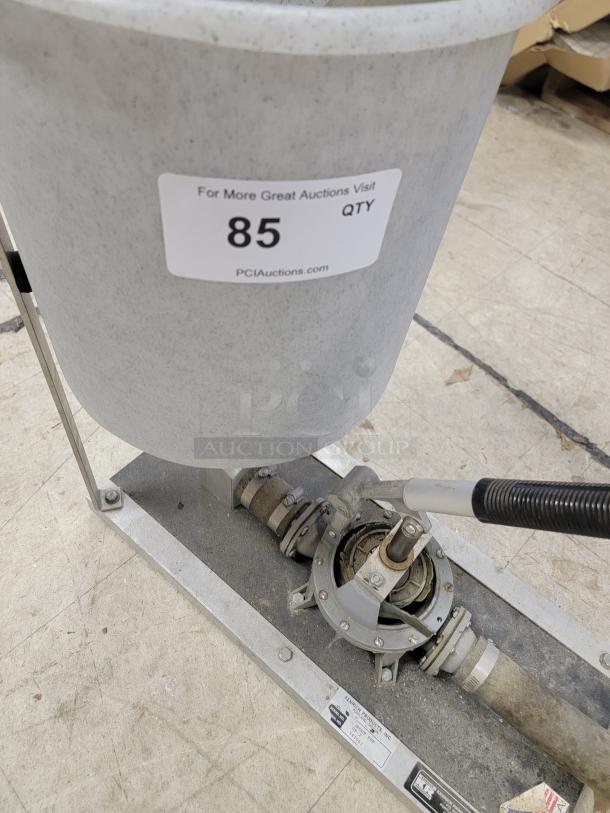 Kenrich Grout Pup GP-2 hand pump, 5-gallon hopper, manual lever. Durable, USA-made, ideal for small grouting jobs.