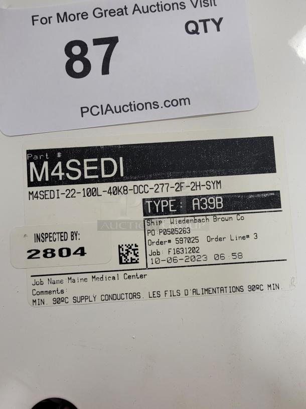 *NEW* Failsafe LED recessed troffer, Model M4SEDI-22-100L-48K8-DCC-277-2F-2H-SYM, sealed housing, 4800-lumens, inspected.
