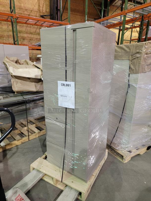 Commercial-grade steel storage cabinet, part of Steelcase and Global 10 pallet lot. Heavy-gauge construction with neutral finish.