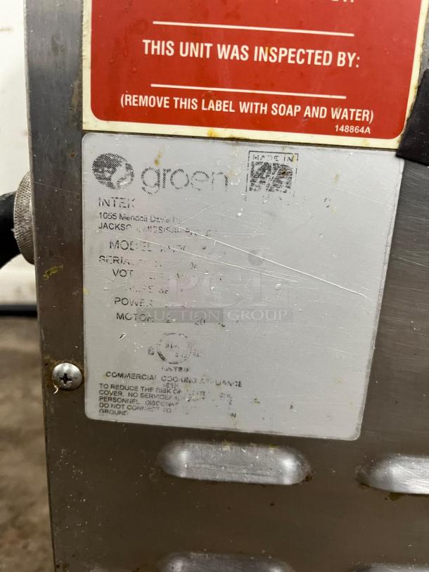 Late model 2023 GROEN XS-208-12 convection steamer with inspection and model labels, showing slight wear.