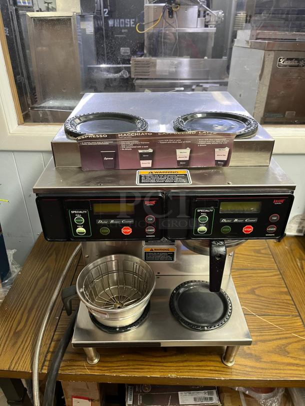 BUNN AXIOM 2/2 Coffee Brewer with 2 upper and 2 lower warmers, digital controls, stainless steel, model 38700.0096.