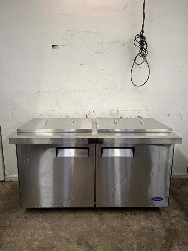 Atosa MSF8307GR 60" double door prep table for sandwiches/salads, stainless steel, branded logo visible, good condition.