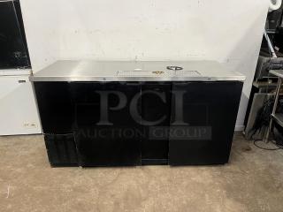 Micro Matic MDD68-E-LT 69" draft beer cooler, black, two-section, with glass rinser, Pro-Line E-Series, for bars/restaurants.