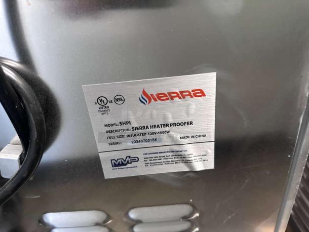 Sierra SHPI commercial heater proofer cabinet, new, insulated glass door, 120V, UL & NSF listed, serial 20240700156.