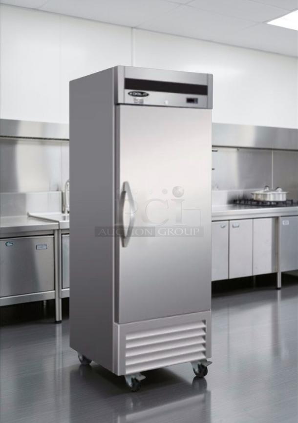 Brand new Ikon IB27R commercial reach-in refrigerator in stainless steel, 27-inch, R290 refrigerant, ETL & NSF listed.