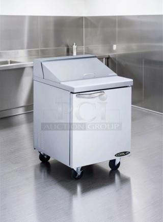 Brand new Kool-It KST-27-1 stainless steel sandwich prep table refrigerator, 27-inch, ETL & NSF listed, R290 refrigerant.