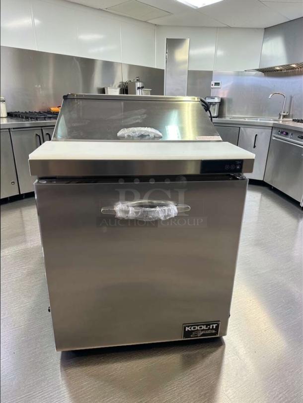 Kool-It KST-27-1 stainless steel sandwich prep table refrigerator, brand new, ETL & NSF listed, R290 refrigerant.