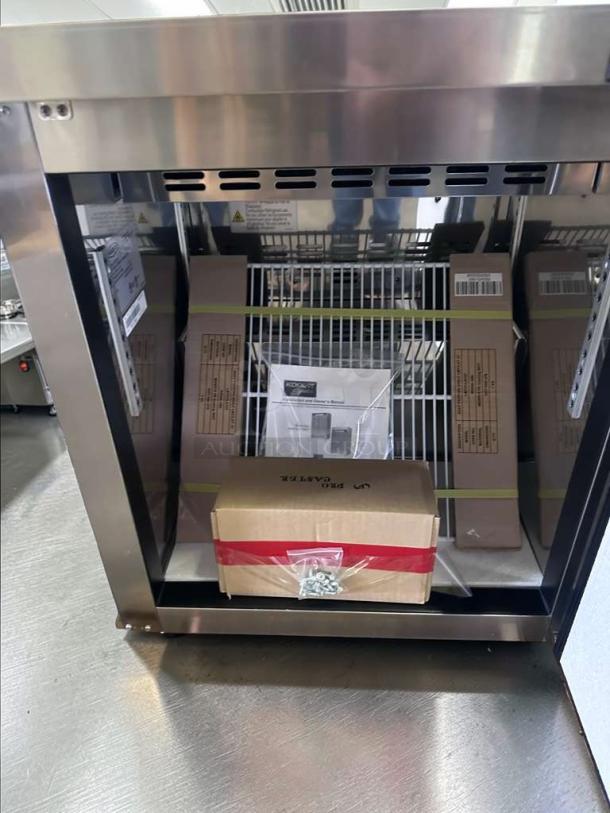 Brand new Kool-It KST-27-1 sandwich prep table refrigerator. Stainless steel, 27 in, R290 refrigerant, ETL & NSF listed.