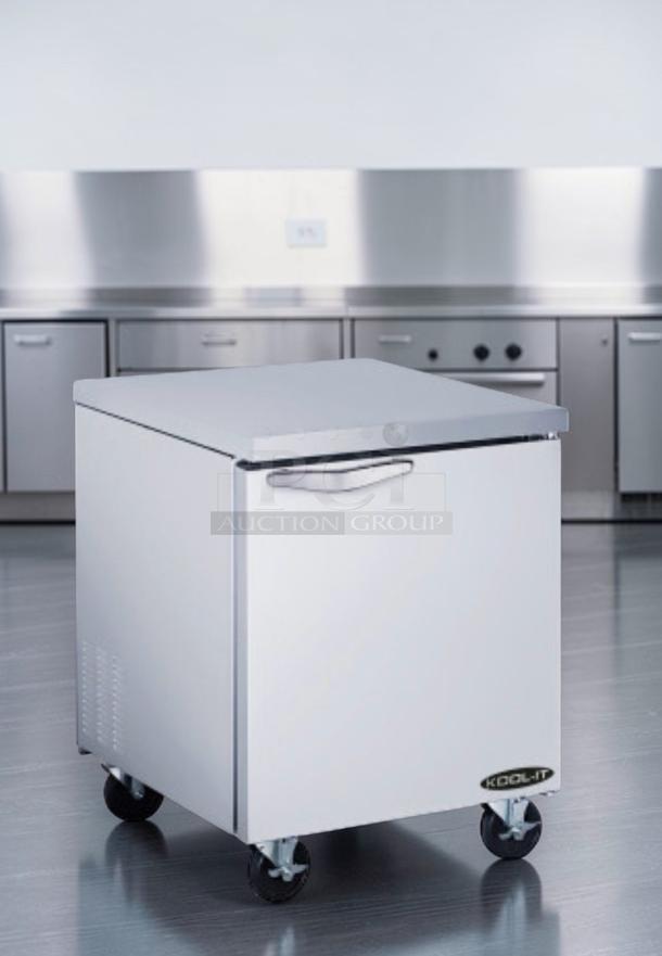 Brand new Kool-It KUCR-27-1 undercounter freezer, 27.5", stainless steel, uses R290 refrigerant, ETL & NSF listed.