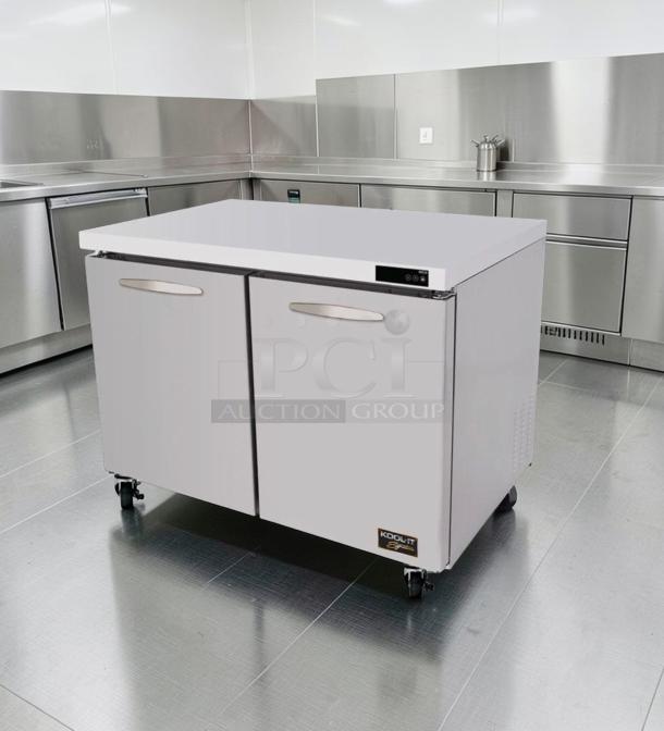 Brand new Kool-It KUCF-48-2 commercial undercounter freezer, 48", double door, stainless steel, R290 refrigerant, ETL & NSF listed.