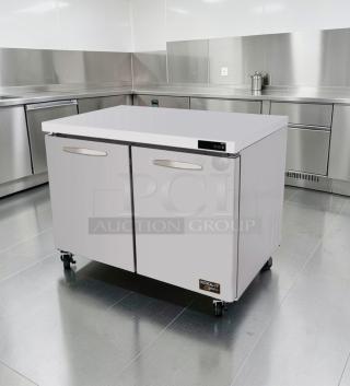 Brand new Kool-It KUCF-48-2 commercial undercounter freezer, 48", double door, stainless steel, R290 refrigerant, ETL & NSF listed.