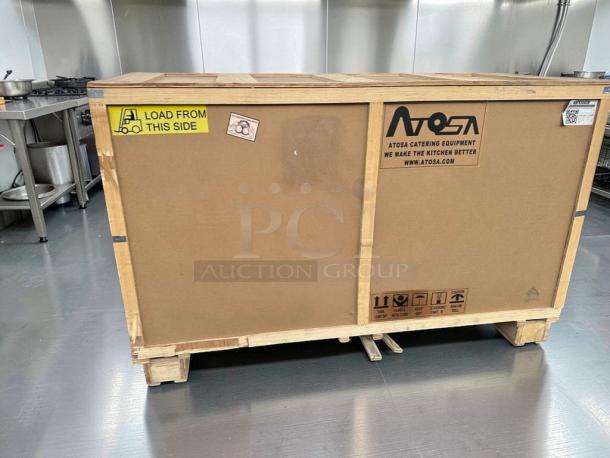 Crated Atosa MSF8304GR 3-Door Mega Top Sandwich Prep Table, stainless steel, ETL & NSF listed, brand new.